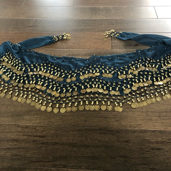 Nwot belly dance coin belt - turquoise - Picture 3 of 6